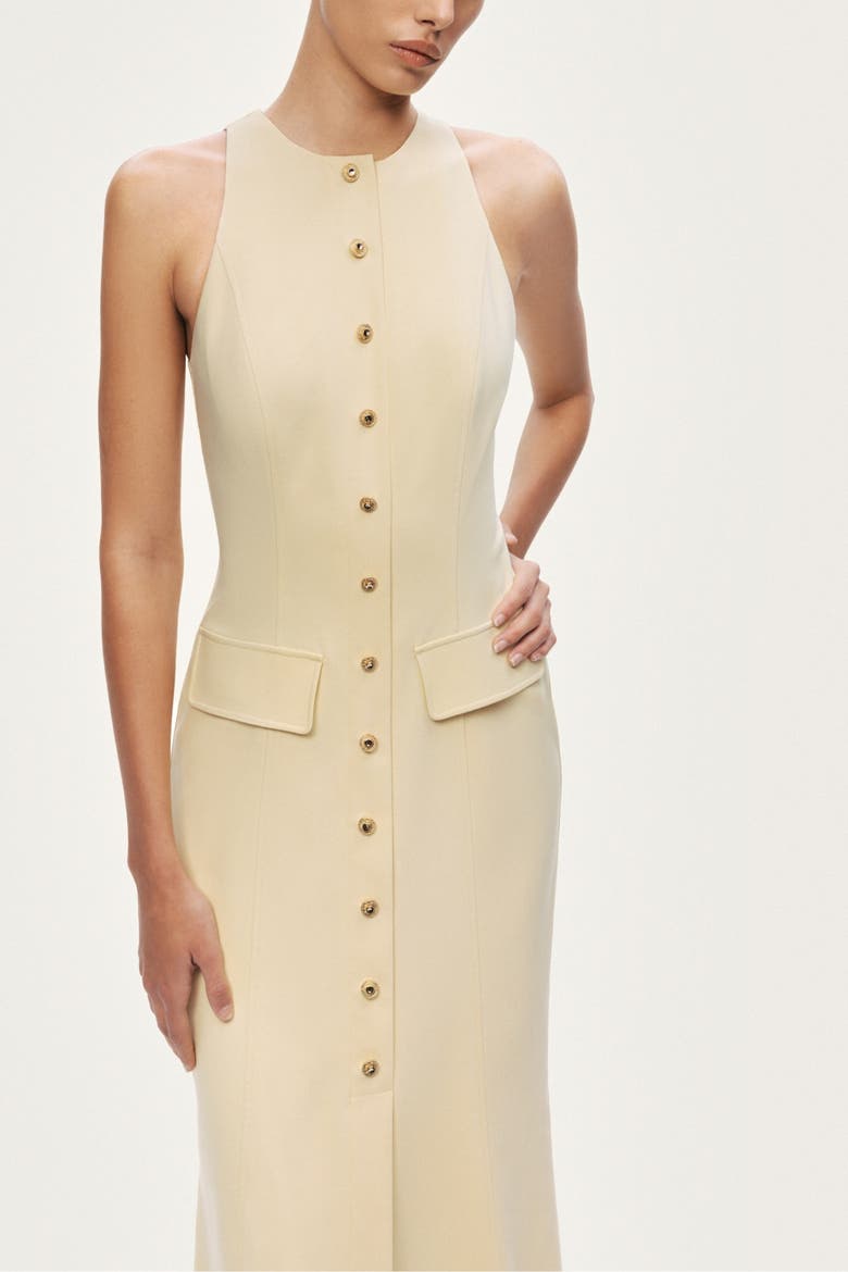 Sleeveless Button-Front Midi Dress, Alternate, color, Yellow