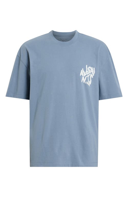 Allsaints Orlando Logo Oversize Graphic T-shirt In Blue