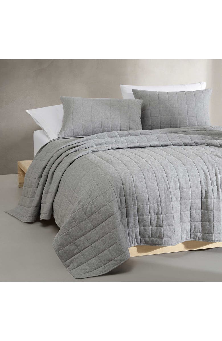 Calvin Klein Mélange Flannel Quilt, Alternate, color, Silver Grey