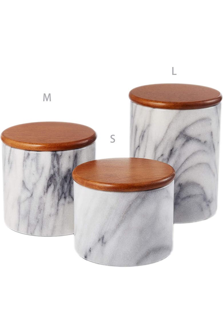 Artifacts Trading Company Storage Canister with Sealed Wood Top, Alternate, color, White Matte