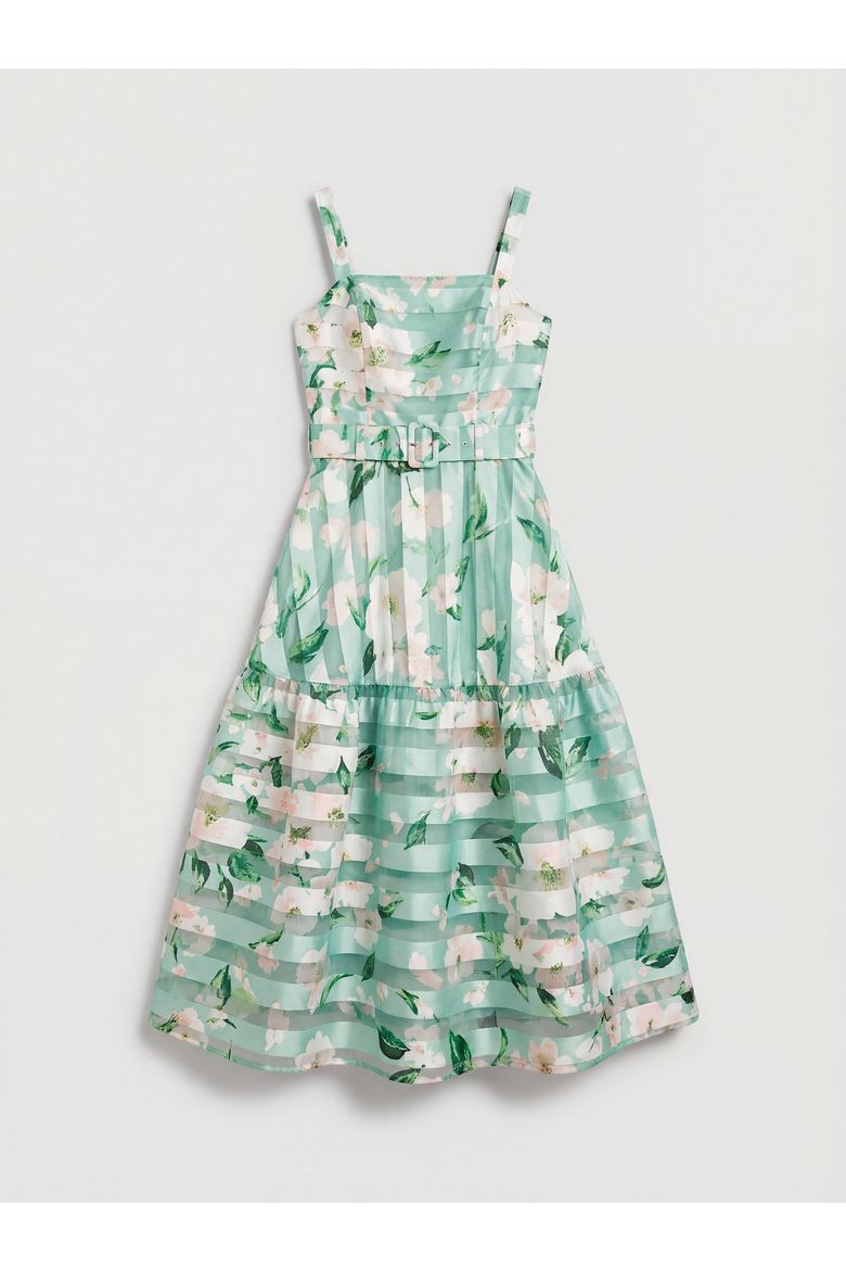 Burnout Organza Midi Dress, Alternate, color, Sage
