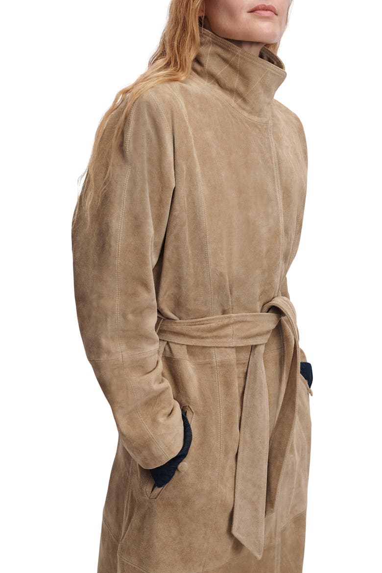 Marlene Suede Trench Coat, Alternate, color, TAN