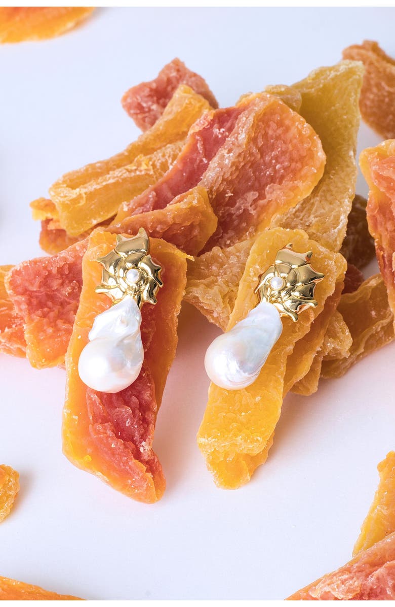 Classicharms Leah Seashell Freshwater Baroque Pearl Drop Earrings, Alternate, color, Gold