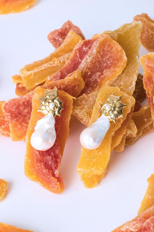 Classicharms Leah Seashell Freshwater Baroque Pearl Drop Earrings In Gold