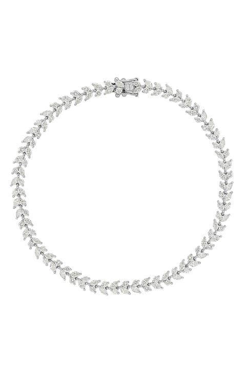 NORDSTROM Cubic Zirconia Diamond Chain Silver store TENNIS BRACELET 14K Gold Plate