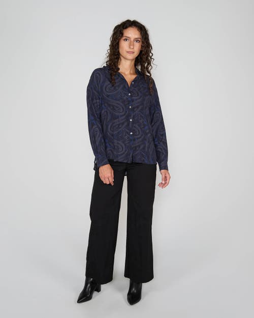 Lords Of Harlech Sophie Silk Oversized Shirt In Blue