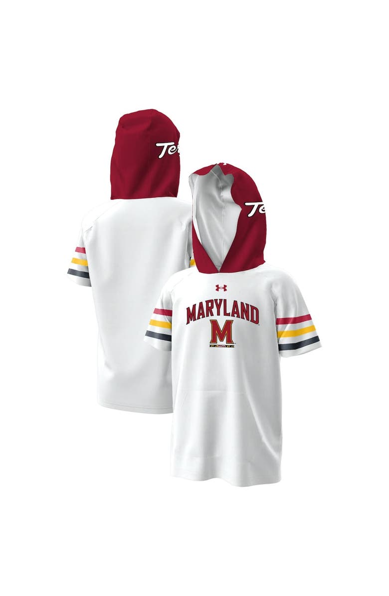 Under Armour Youth Under Armour  White Maryland Terrapins ArmourFuse Jersey Raglan Hooded T-Shirt, Alternate, color, 
