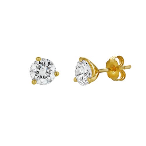 Luvmyjewelry Isuma 14k Gold Lab Grown Round Solitaire Diamond Earrings In 14k Yellow Gold