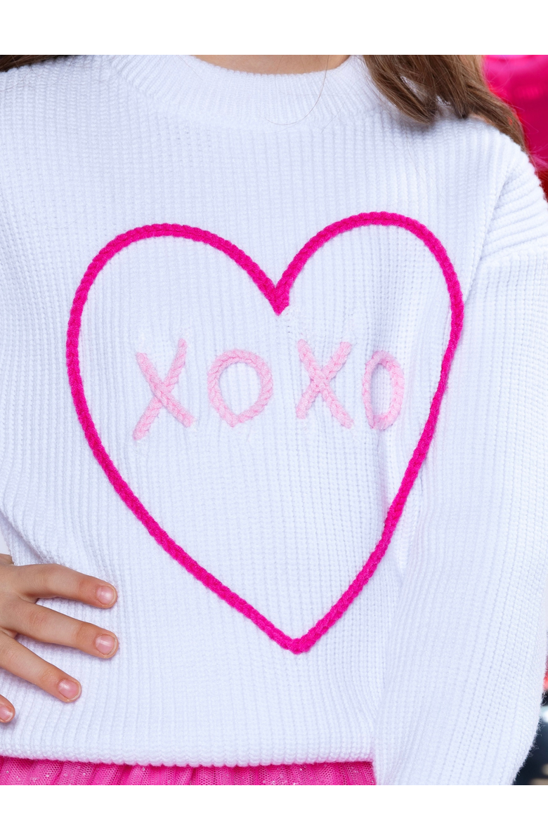 Mia Belle Girls Embroidered Sweater and Heart Patch Tutu Skirt Set, Alternate, color, Pink