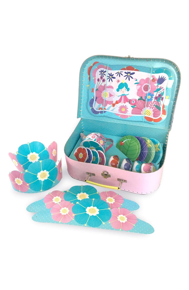 BRIGHT STRIPES Flower Fairy Tin Tea Set & Carrying Case, Alternate, color, 