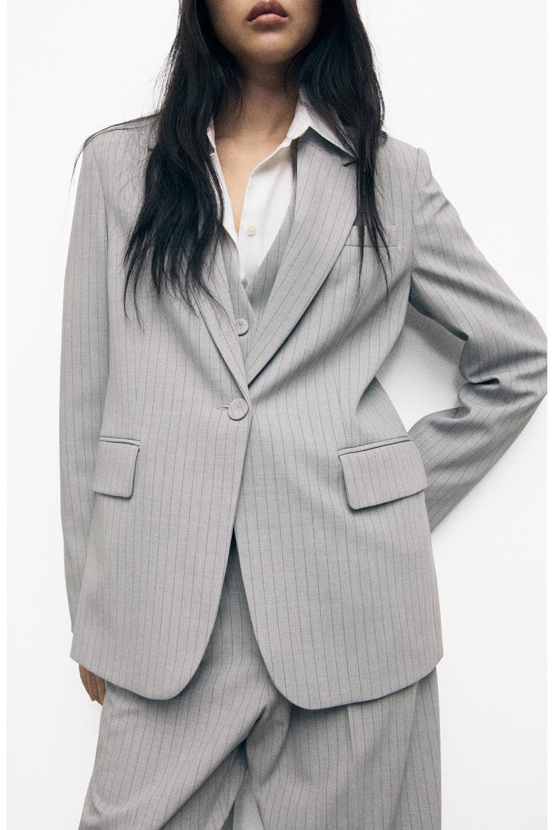 Pinstripe Suit Jacket, Main, color, GREY
