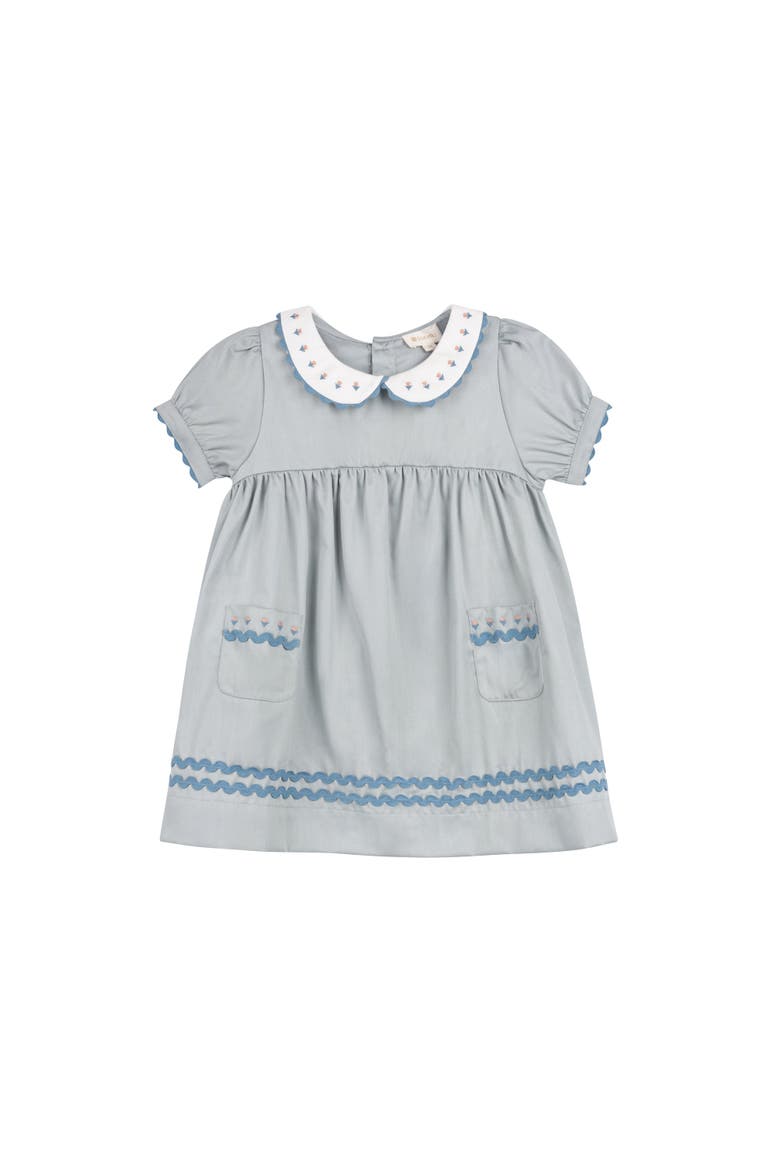Looms Wave Collection - Tulip Collar Short Sleeve Dress for Little Kids, Main, color, Blue