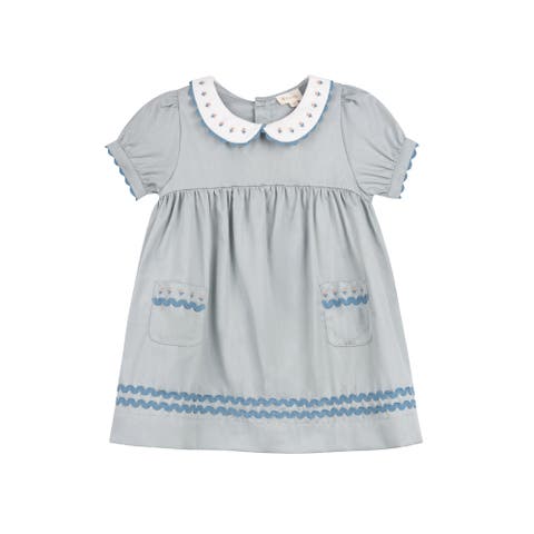Looms Wave Collection - Tulip Collar Short Sleeve Dress for Little Kids