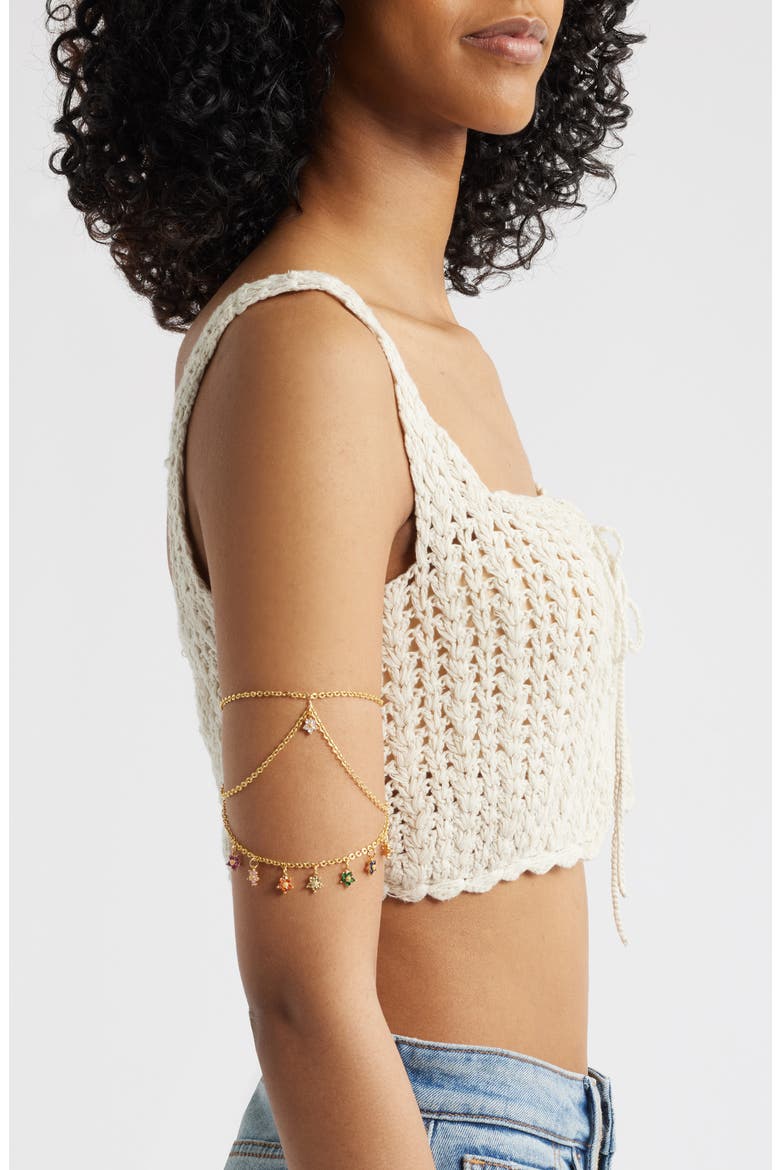 Twinkle Flower Arm Chain, Main, color, GOLD/ MULTI