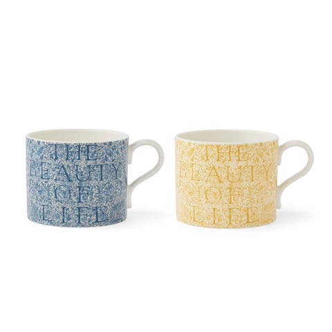 Morris & Co Set of 2 Porcelain Mugs, 12 oz