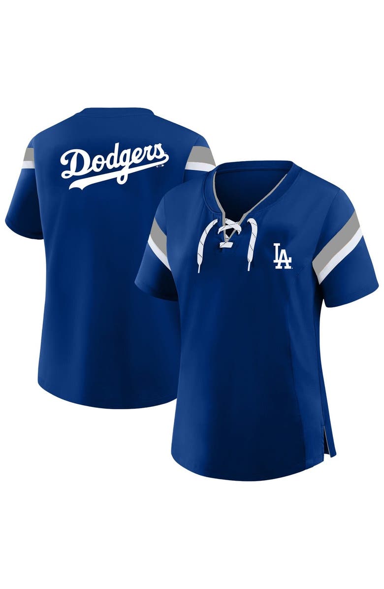 PROFILE Women's Profile  Gray Los Angeles Dodgers Lace-Up T-Shirt, Main, color, Gray