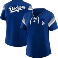 PROFILE Women's Profile  Gray Los Angeles Dodgers Lace-Up T-Shirt