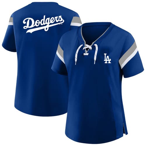 Profile Gray Los Angeles Dodgers Lace-up T-shirt