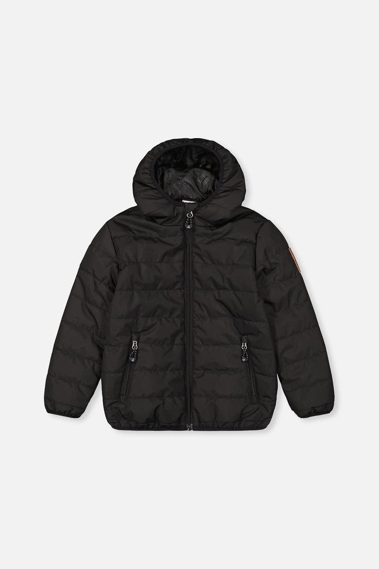 Insulating Quilted Mid-Season Hooded Zip Jacket, Main, color, Black