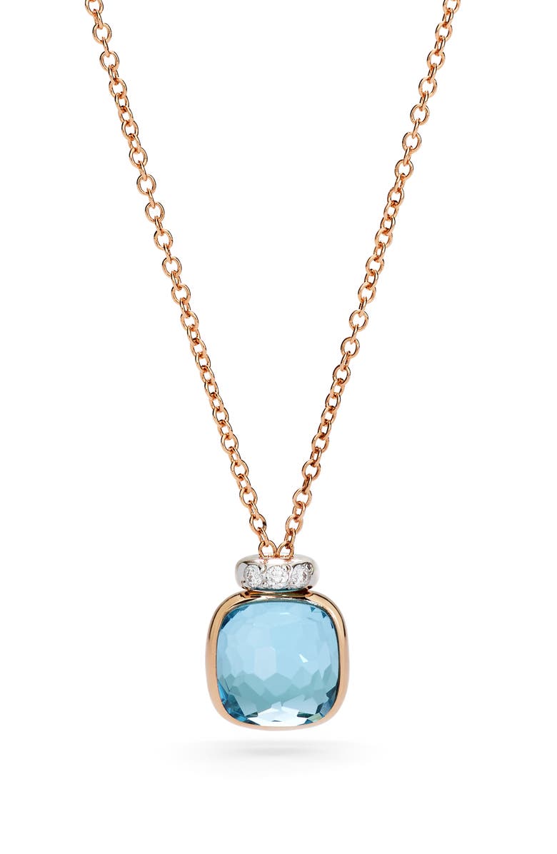 Pomellato Nudo Sky Blue Topaz & Diamond Pendant Necklace, Main, color, Sky Blue Topaz