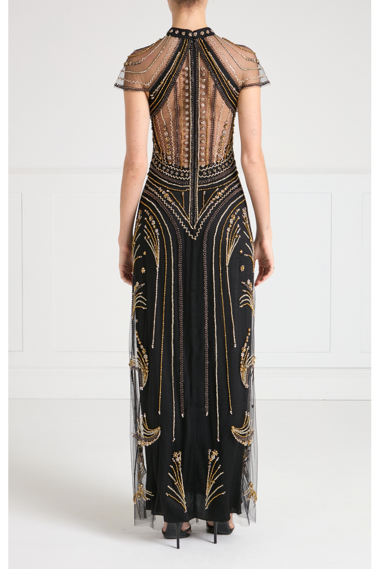 Serayha Gown, Alternate, color, Black/Gold