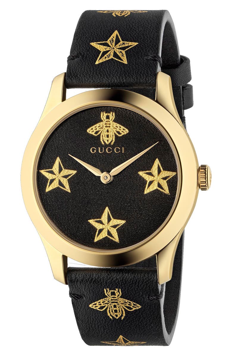 Gucci G-Timeless Leather Strap Watch, 36mm, Main, color,