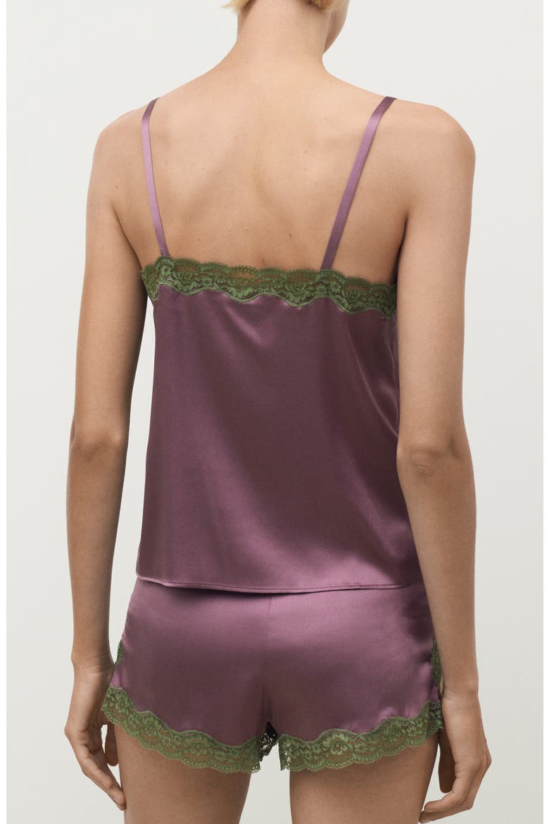 Contrast Lace Silk Camisole, Alternate, color, PLUM