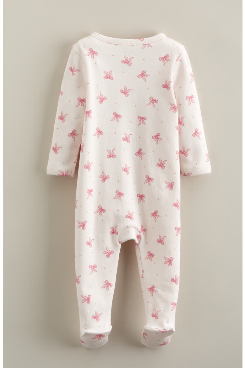 Two-Way Zip Printed Cotton Footie, Alternate, color, MULTI PINK DITSY BOWS