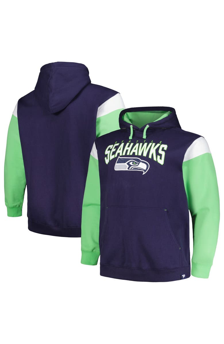 PROFILE Men's Profile College Navy Seattle Seahawks Big & Tall Trench Battle Pullover Hoodie, Main, color, 