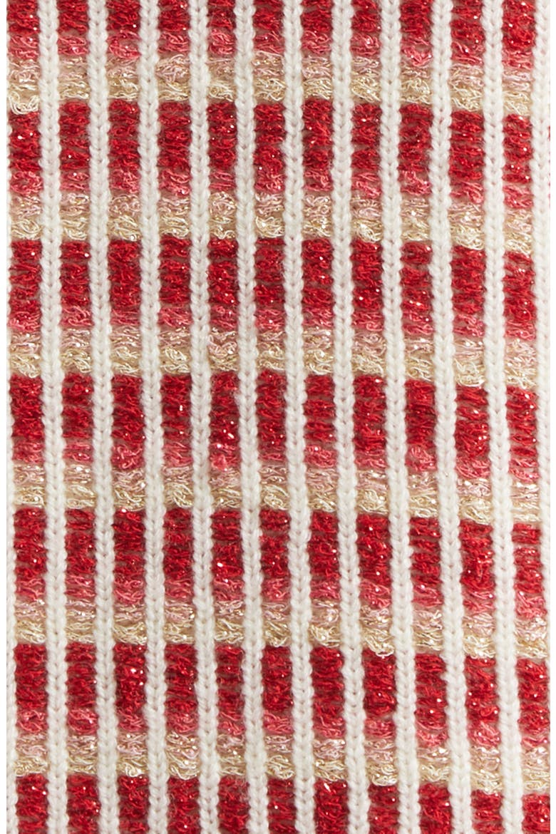 Ivy Metallic Cardigan, Alternate, color, IVORY / SCARLET RED KNIT