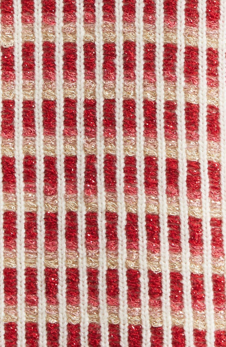 Ramy Brook Ivy Metallic Cardigan, Alternate, color, Ivory / Scarlet Red Knit