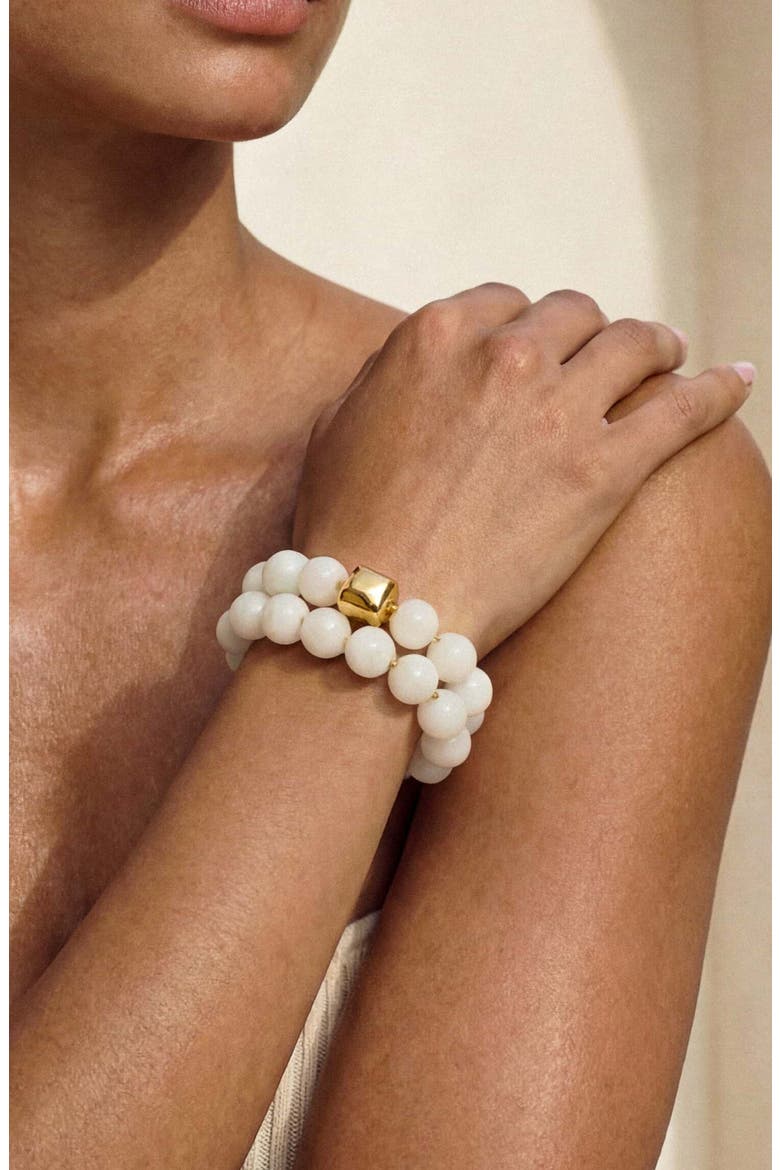 Set of 2 Power Bead Stackable Bracelets, Alternate, color, BONE