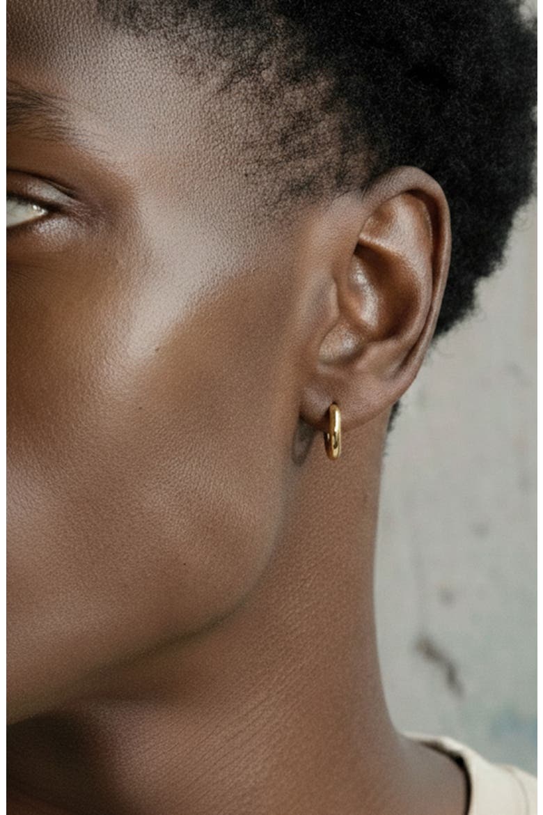 Small Hugie Hoop In Gold, Alternate, color, Gold
