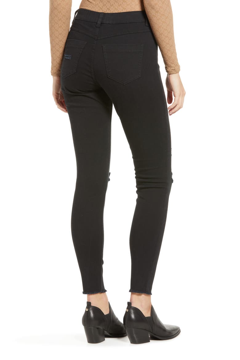 Ripped Denim Leggings, Alternate, color, BLACK