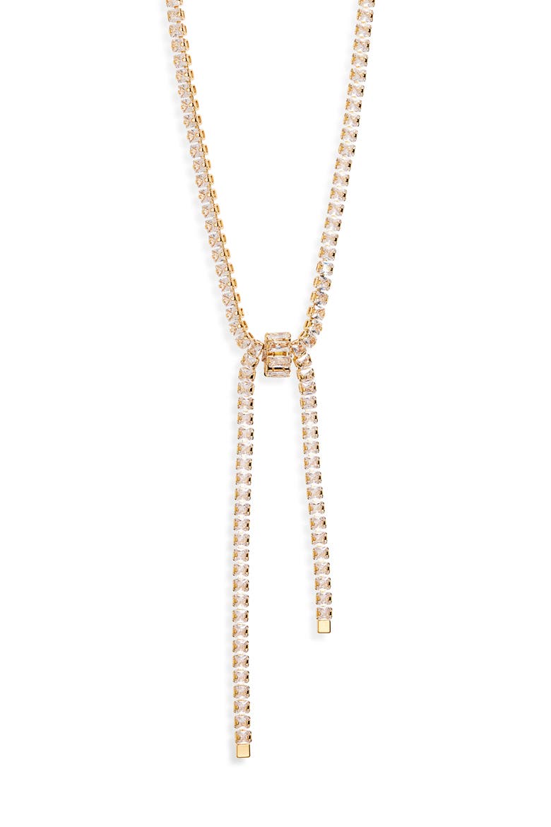 Mia Cubic Zirconia Lariat Necklace, Main, color, GOLD
