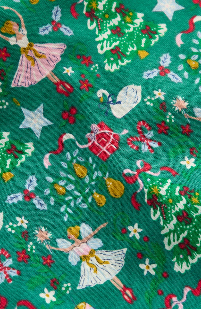 Mini Boden Kids' Print Fitted Two-Piece Pajamas, Alternate, color, Jewel Green Nutcracker