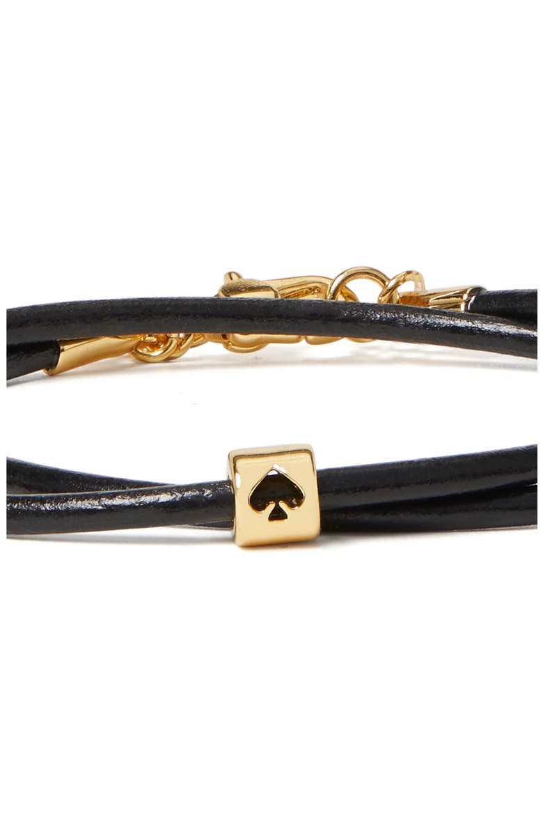 wrapped-up leather bracelet, Alternate, color, BLACK