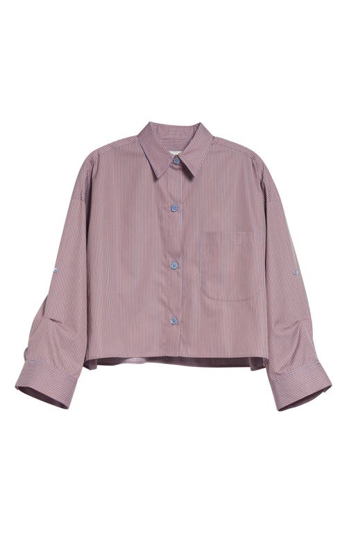 Twp Next Ex Stripe Cotton Crop Button-up Shirt In Pattern