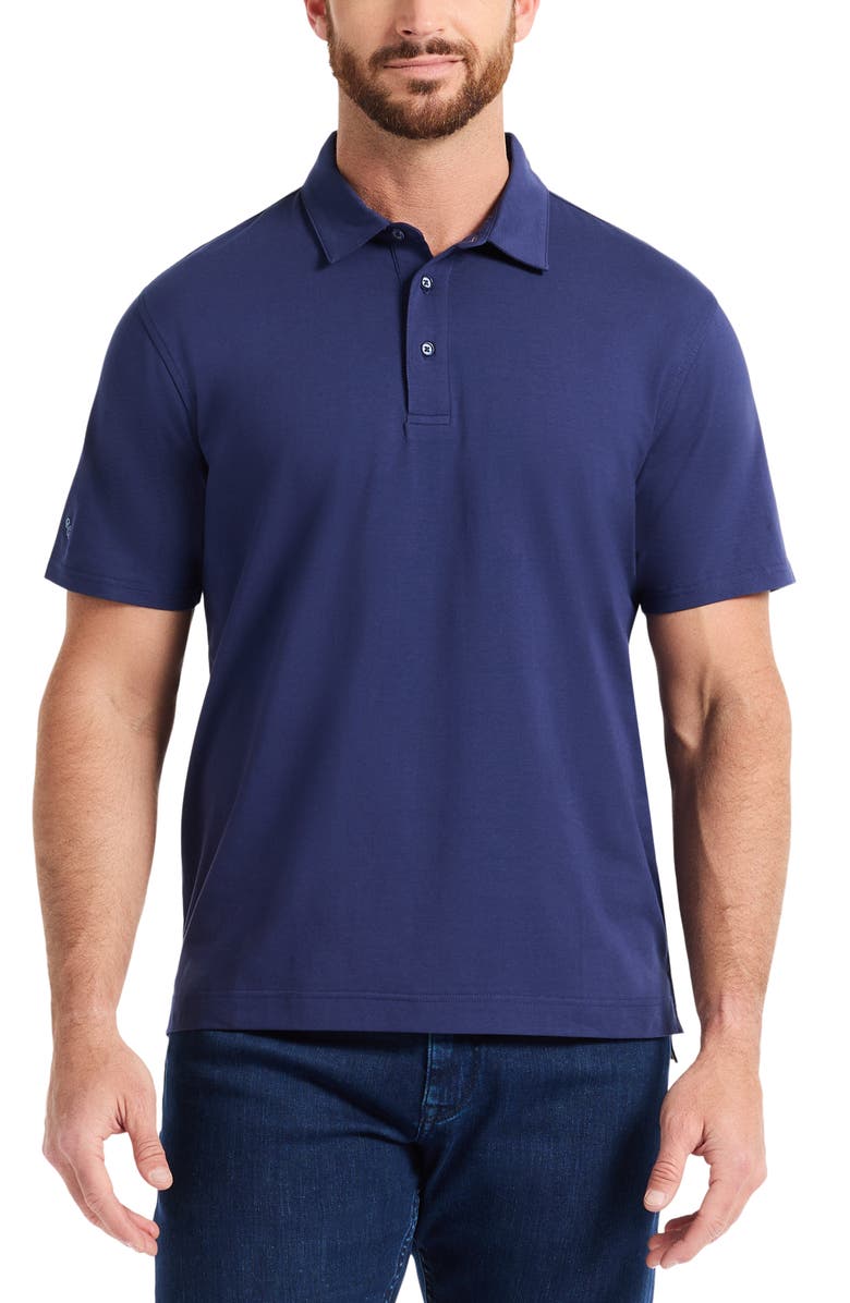 Robert Graham Furlan Solid Stretch Cotton Polo, Main, color, Navy
