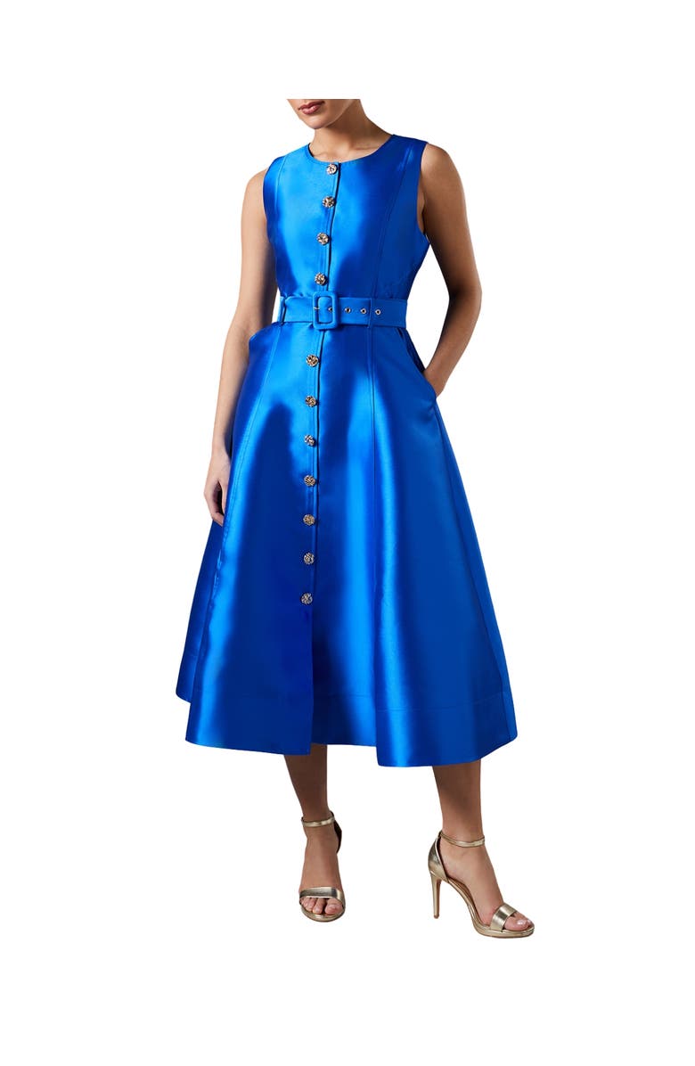 Coast Button Through Belted Prom Dress, Main, color, Cobalt