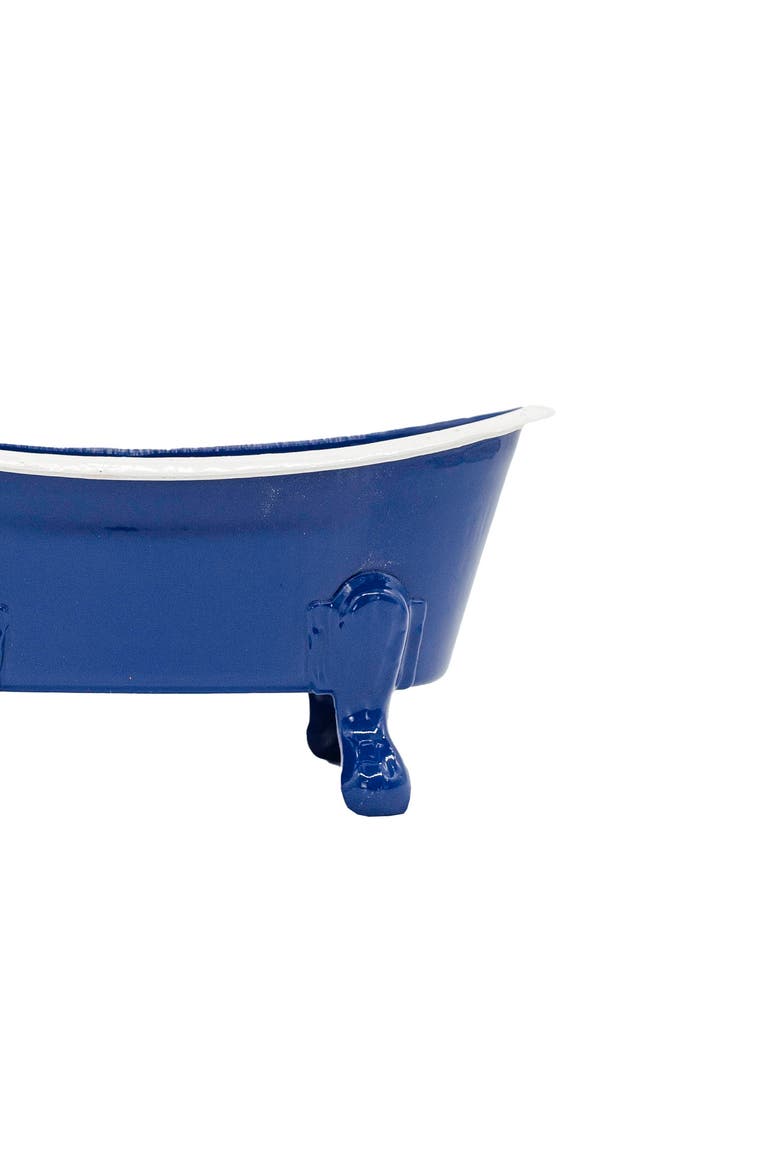 Blue Enamel Bathtub Soap Dish Planter Metal, Alternate, color, Blue