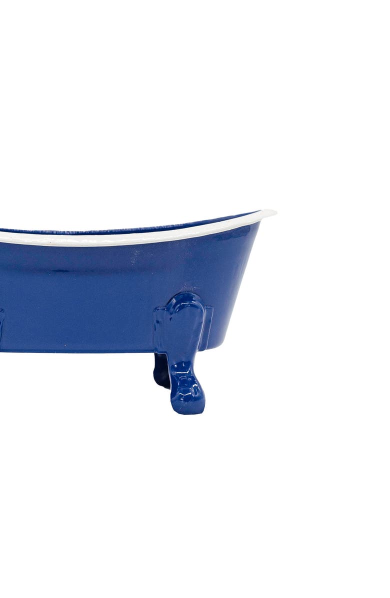 Foreside Home and Garden Blue Enamel Bathtub Soap Dish Planter Metal, Alternate, color, Blue