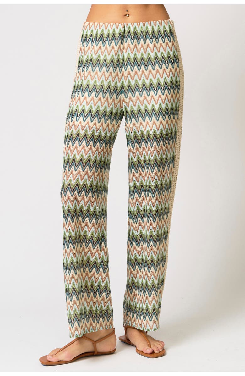 Central Park West Celine Crochet Mid Rise Pants, Main, color, Neutral Multi