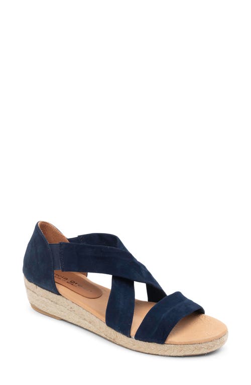 Shop Patricia Green Eliza Platform Wedge Espadrille Sandal In Navy Suede