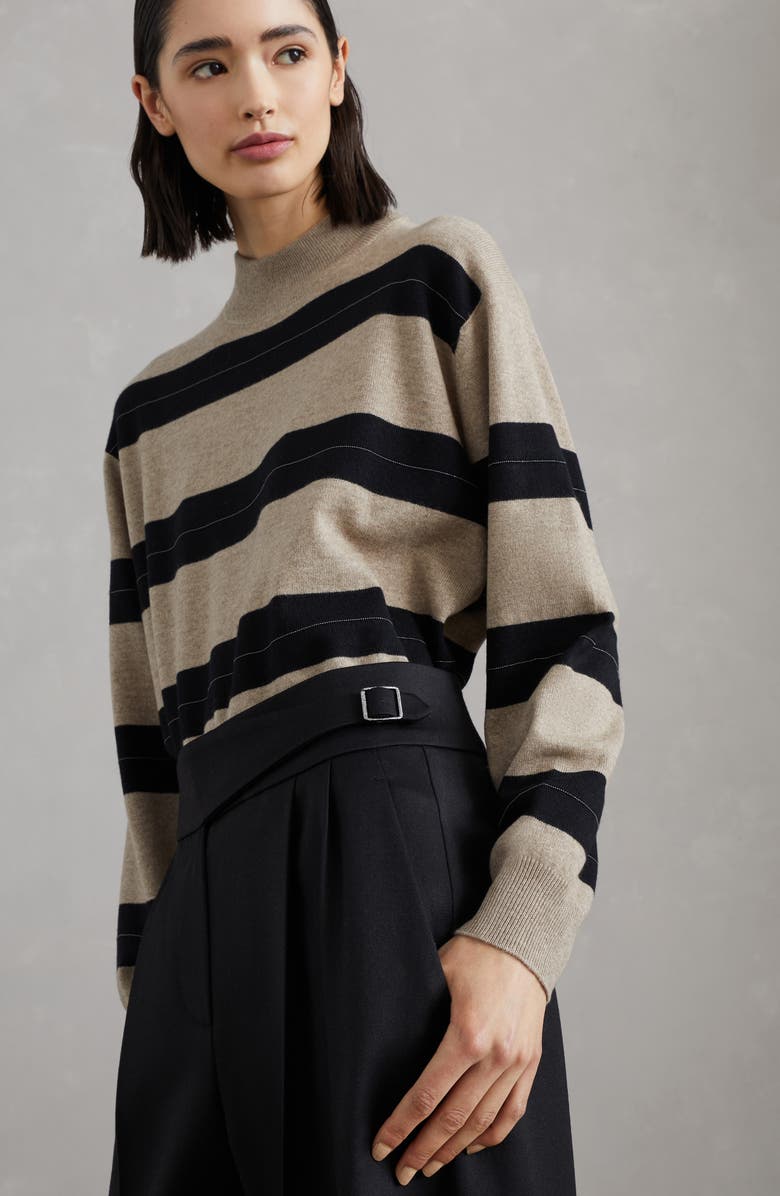 Brunello Cucinelli Loose Tailored trousers with monili, Alternate, color, 