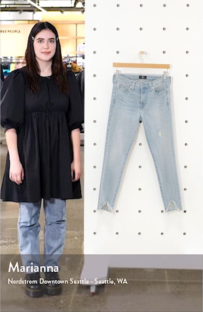 Wavy Frayed Hem Ankle Skinny Jeans, sales video thumbnail