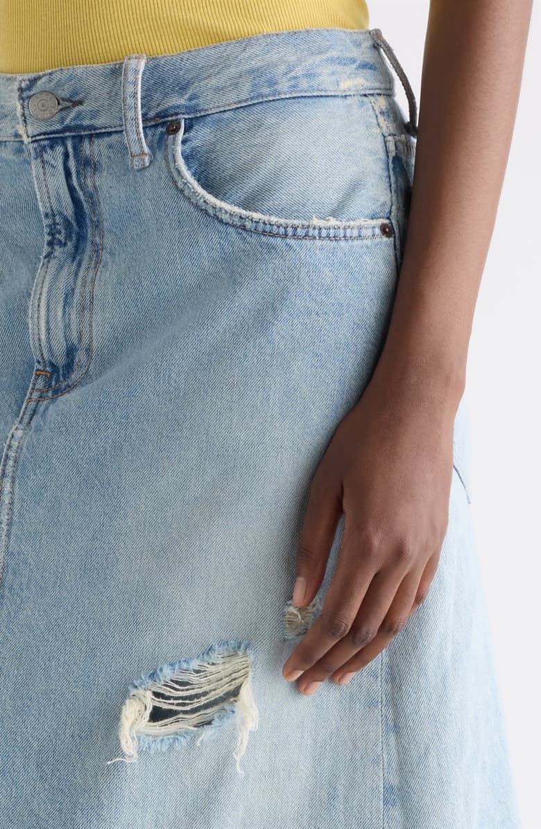 Acne Studios Ripped Skirted Wide Leg Jeans, Alternate, color, Light Blue