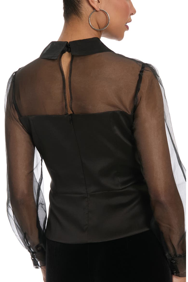 Organza Collar Top, Alternate, color, BLACK