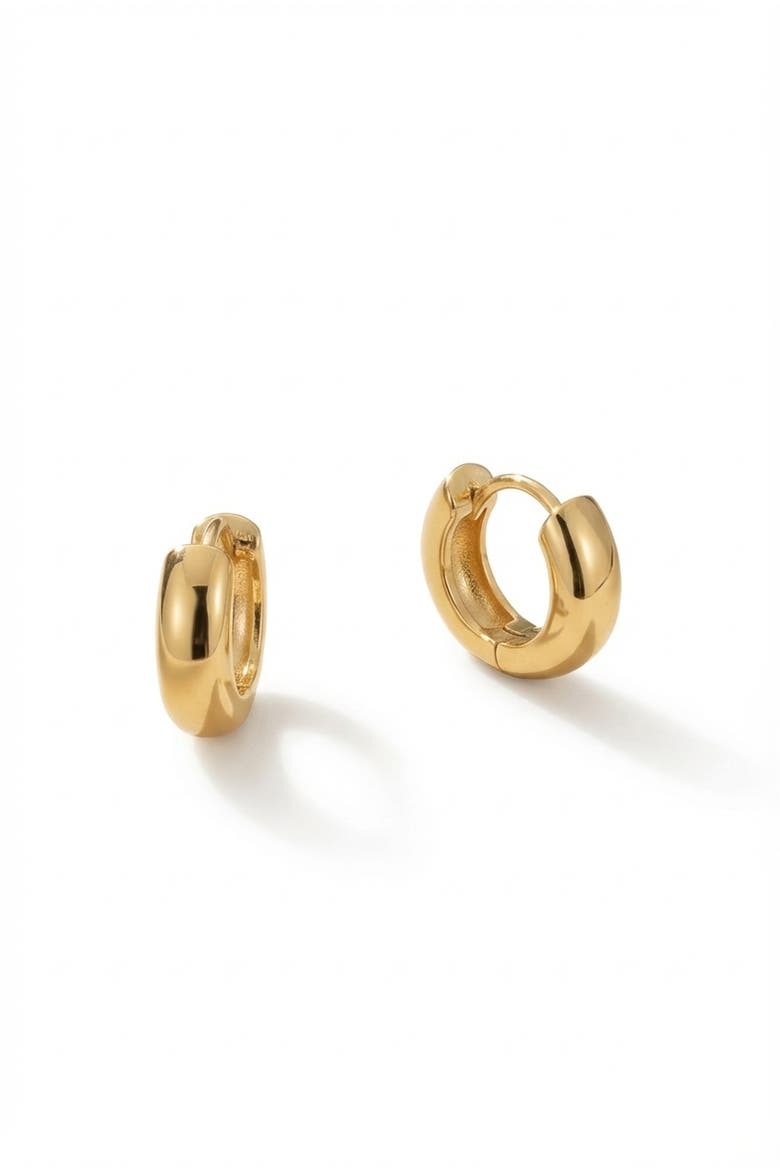 18K Gold Plated Modern Hoop Earrings, Main, color, 18K Gold Plated