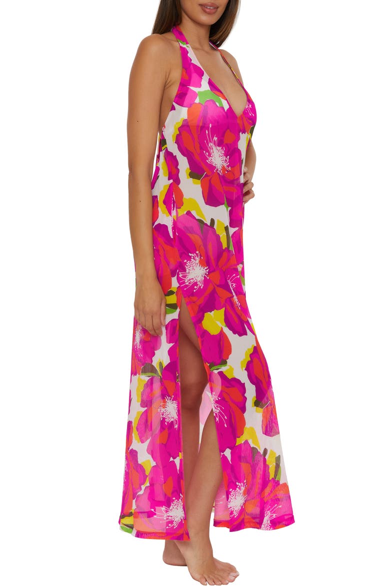 Bloom Semisheer Mesh Cover-Up Maxi Dress, Alternate, color, PINK MULTI